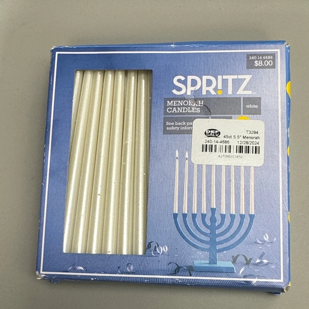 Spritz White Menorah Candles